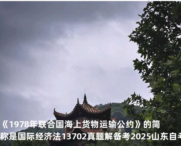 《1978 年联合国海上货物运输公约》的简称是国际经济法 13702 真题解 备考2025山东自考10月
