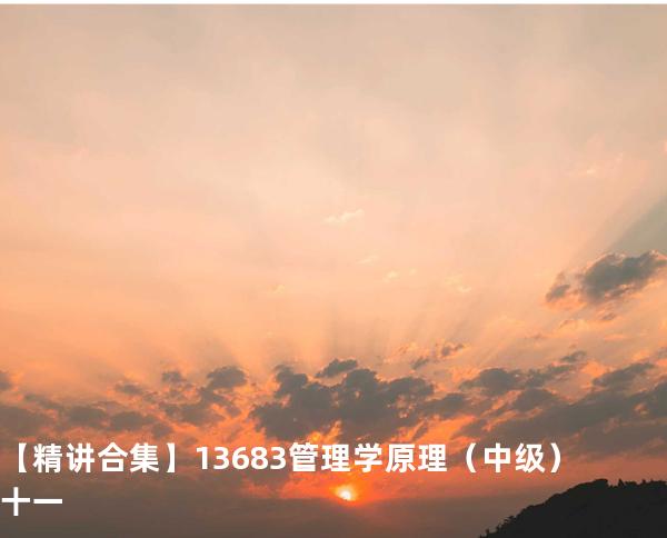  【精讲合集】13683 管理学原理（中级）十一