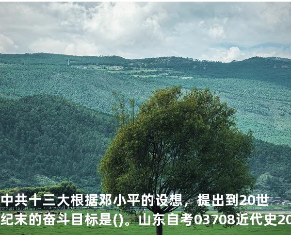 中共十三大根据邓小平的设想，提出到20世纪末的奋斗目标是()。山东自考03708近代史 202510月备考中