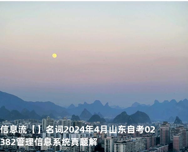 信息流【】名词2024 年 4 月 山东自考 02382管理信息系统 真题解