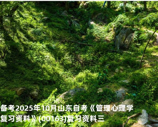 备考2025年10月山东自考《管理心理学复习资料》(00163)复习资料三