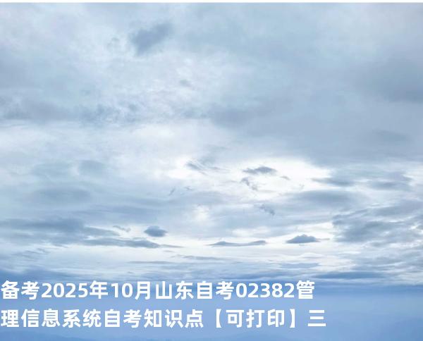 备考2025年10月山东自考02382管理信息系统自考知识点【可打印】三