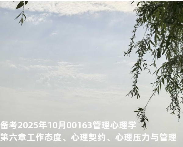 备考2025年10月00163管理心理学第六章 工作态度、心理契约、心理压力与管理