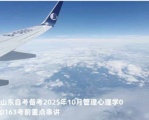 山东自考备考2025年10月管理心理学00163考前重点串讲