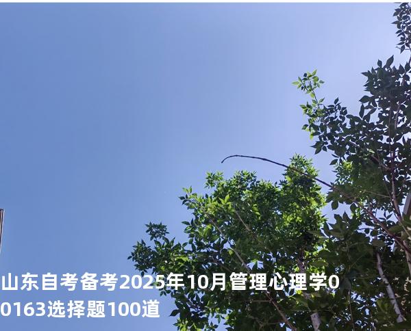 山东自考备考2025年10月管理心理学 00163 选择题100道