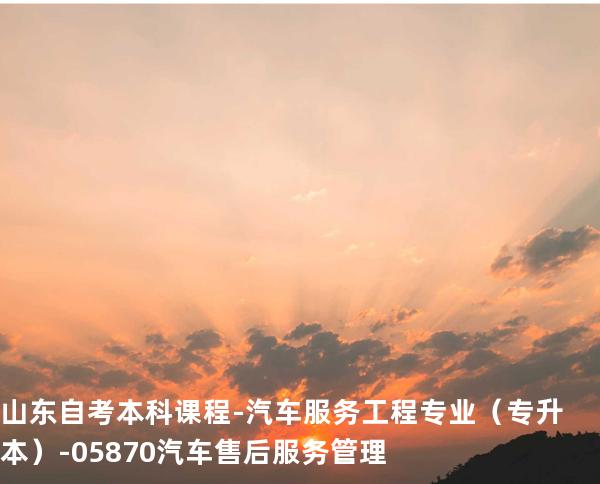 山东自考本科课程-汽车服务工程专业（专升本）-05870汽车售后服务管理