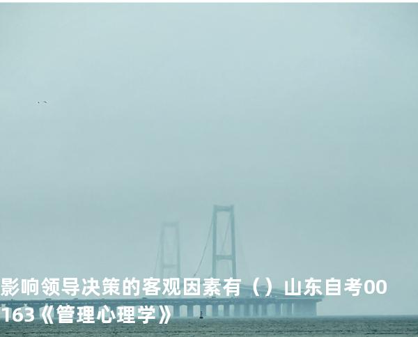 影响领导决策的客观因素有（     ）  山东自考00163《管理心理学》