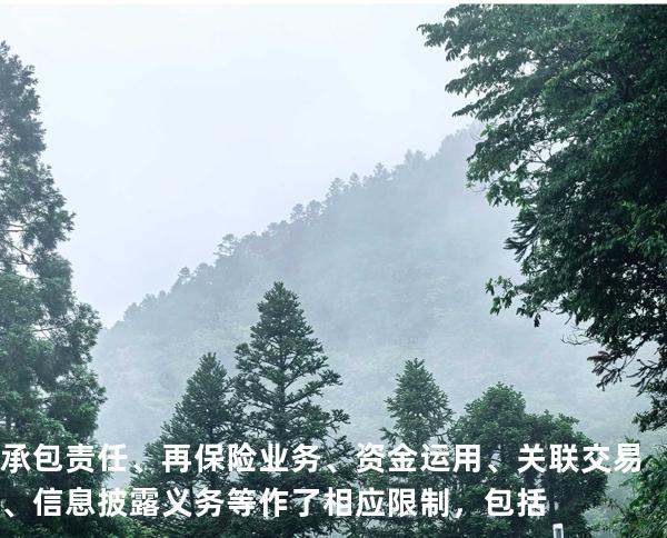 承包责任、再保险业务、资金 运用、 关联交易、信息披露义务等作了相应限制，包括