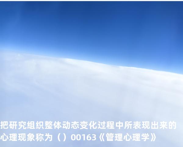 把研究组织整体动态变化过程中所表现出来的心理现象称为 （）00163《管理心理学》