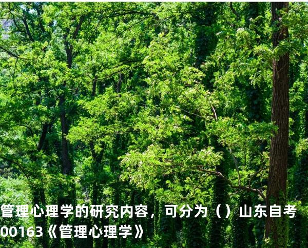 管理心理学的研究内容，可分为   （ ）  山东自考00163《管理心理学》