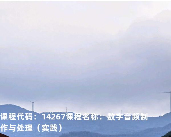 课程代码：14267  课程名称：数字音频制作与处理（实践）