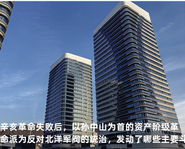 辛亥革命失败后，以孙中山为首的资产阶级革命派为反对北洋军阀的统治，发动了哪些主要斗争?