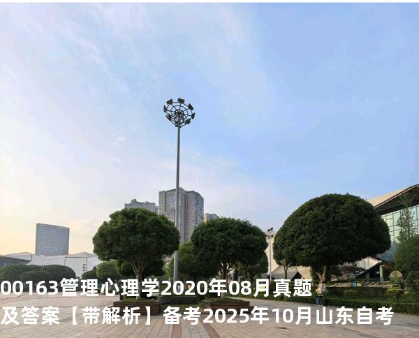 00163管理心理学2020年08月真题及答案【带解析】 备考2025年10月山东自考