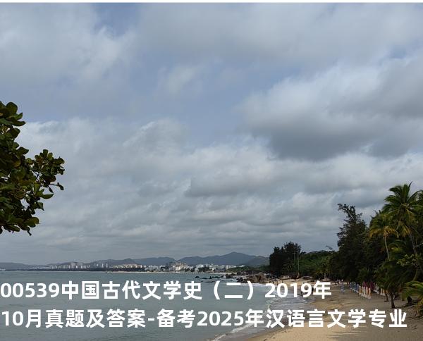 00539中国古代文学史（二）2019年10月真题及答案-备考2025年汉语言文学专业