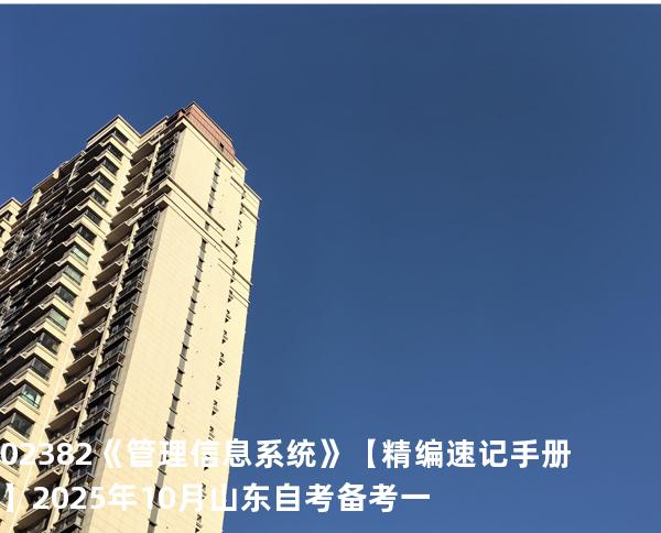 02382《管理信息系统》【精编速记手册】2025年10月山东自考备考一