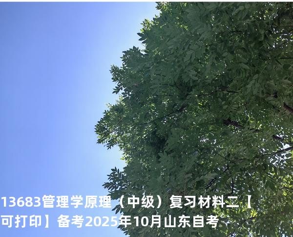  13683 管理学原理（中级）复习材料二【可打印】备考2025年10月山东自考