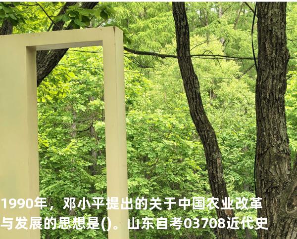 1990年，邓小平提出的关于中国农业改革与发展的思想是()。山东自考03708近代史