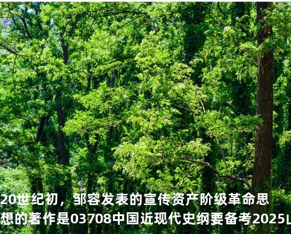 20 世纪初，邹容发表的宣传资产阶级革命思想的著作是 03708中国近现代史纲要 备考2025山东自考